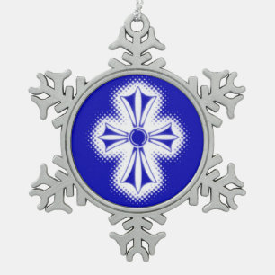 Ornement de flocon de neige d'étain/croix celtiqu
