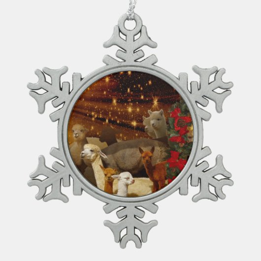 Ornement de flocon de neige d'étain d'alpaga (Devant)