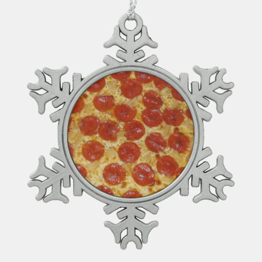 Ornement de flocon de neige d'étain de pizza (Devant)