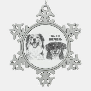 Ornement de flocon de neige du berger anglais