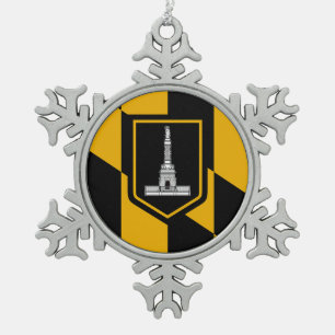 Ornement de flocon de neige en eau avec drapeau Ba