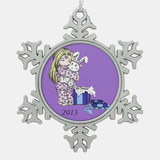 Ornement de flocon de neige lapin de Noël (Devant)