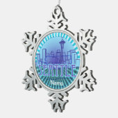 Ornement de flocon de neige Seattle Skyline (Vue impression)