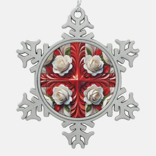 Ornement de flocon d'eau douce avec Rose anglais (Devant)