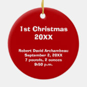 Ornement de garde de Noël du 1er juillet du bébé (Dos)