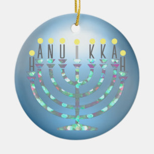 Ornement de Hanukkah Menorah Étincelant