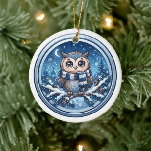 Ornement de hibou mignon d'hiver