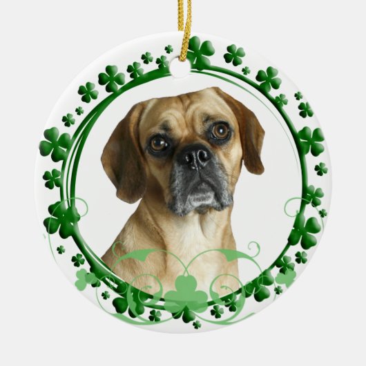 Ornement de jour de Puggle St Patrick (Devant)