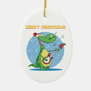 Ornement de Joyeux Noël de dinosaure de Rockin