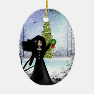 Ornement de Joyeux Noël de fille de Goth