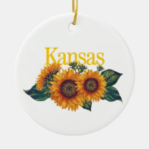 Ornement de Kansas personnalisable avec tournesol
