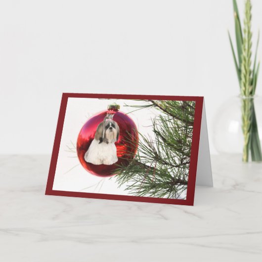 Ornement de la carte de Noël Shih Tzu (Devant)