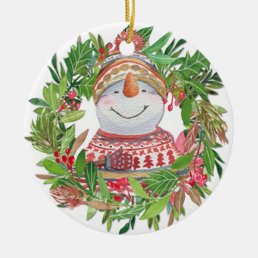 Ornement de la couronne de Noël de Snowman (Devant)