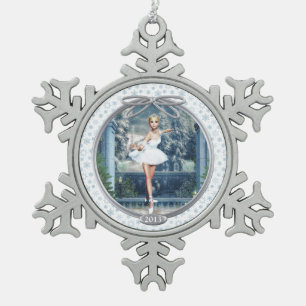 Ornement de la princesse de neige Ballerina Pewter