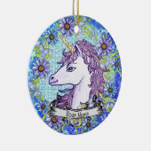 Ornement de licorne Blue Daisy (Droite)