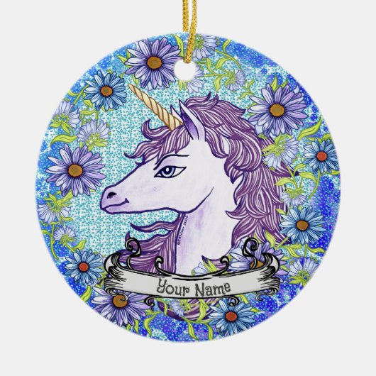 Ornement de licorne Blue Daisy (Devant)