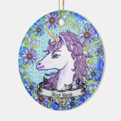 Ornement de licorne Blue Daisy (Gauche)
