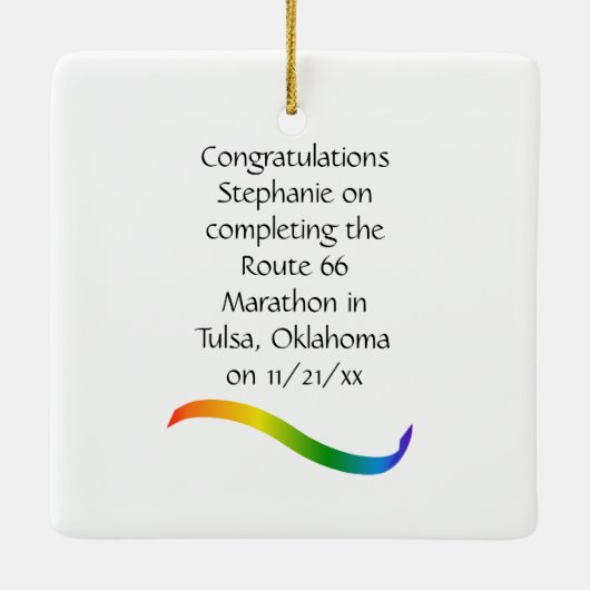 Ornement de marathonien de femme en arc-en-ciel (Dos)