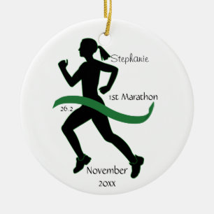 Ornement de marathonien de femme en vert