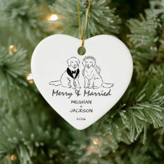 Ornement de mariage Golden Retriever