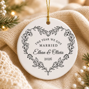 Ornement de mariage personnalisé de l'année où nou
