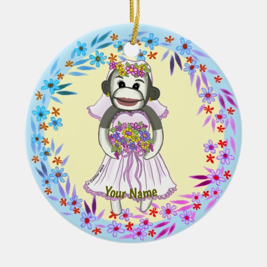 Ornement de mariée singe en chaussette (Devant)