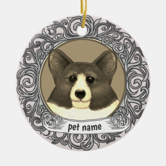Ornement de mémoire affectueuse pour chien Corgi g (Devant)