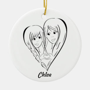 Ornement de mère et de fille * mains de coeur *