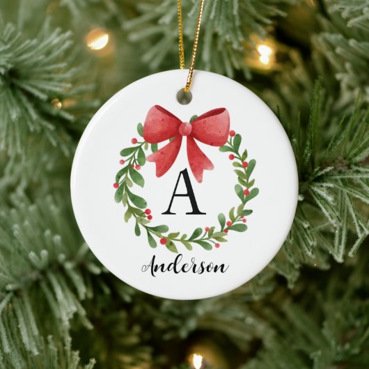 Ornement de monogramme de Noël personnalisé (Arbre)