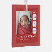 Ornement de naissance de bébé en verre rouge class (Avant droite)