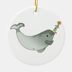 Ornement de Narwhal de Noël (rond)
