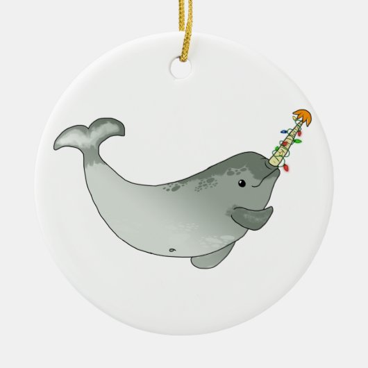 Ornement de Narwhal de Noël (rond) (Devant)