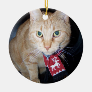 Ornement de Noël 2026 Chat Orange Portant une Écha