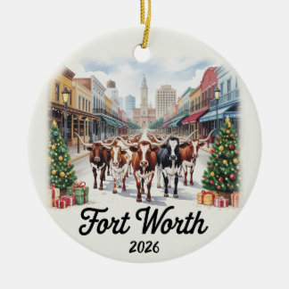 Ornement de Noël 2026 Fort Worth Texas Longhorn