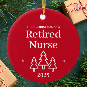 Ornement de Noël 2026 Infirmière Retraitée Rouge