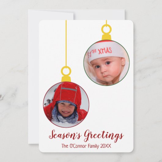 Ornement de Noël, 2 photo coupée carte de vacances (Devant)