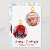 Ornement de Noël, 2 photo coupée carte de vacances (Devant / Derrière)