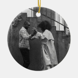 Ornement de Noël à carreaux rustique moderne perso
