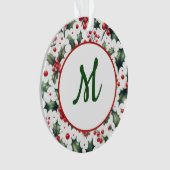 Ornement de Noël à monogramme subtil de houx (devant)