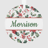 Ornement de Noël à monogramme subtil de houx (dos)
