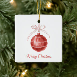 Ornement de Noël à ruban rouge blanc