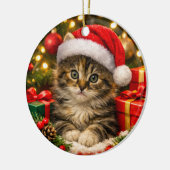 Ornement de Noël Adorable Chat Fluffy (Gauche)