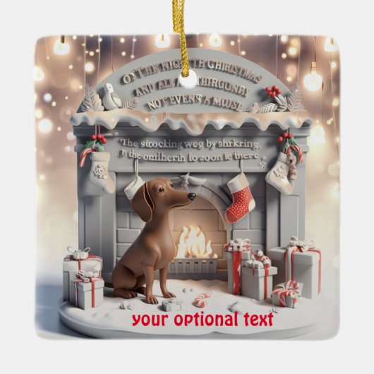 Ornement de Noël allemand Dachshund 3D (Devant)