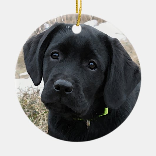 Ornement de Noël au Labrador noir (Devant)