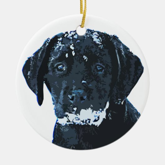 Ornement de Noël au Labrador noir (Devant)
