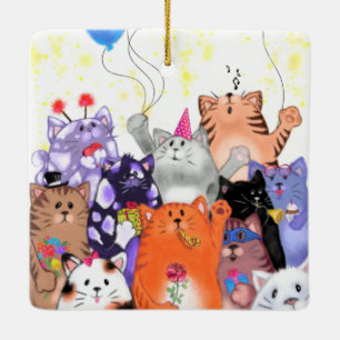 Ornement de Noël avec chats en fête
