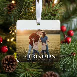 Ornement de Noël avec photo de famille arrondie en