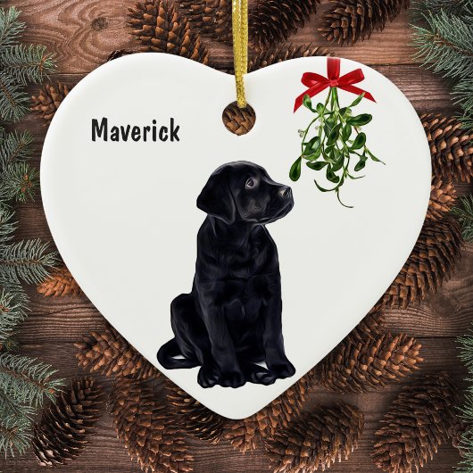 Ornement de Noël Black Lab Mistletoe