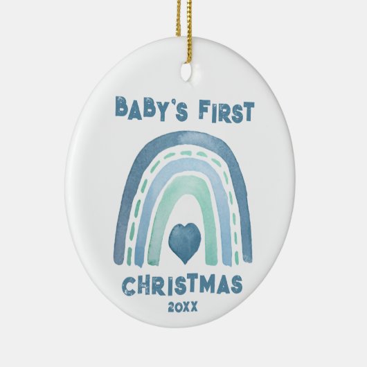 Ornement de Noël Boho Blue Rainbow (Droite)
