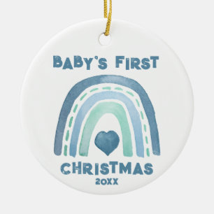 Ornement de Noël Boho Blue Rainbow